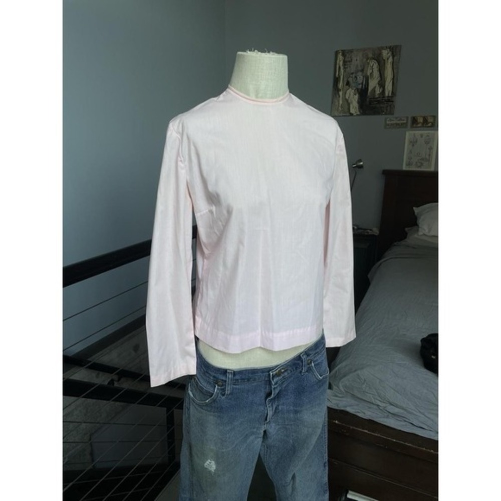 True Vintage Baby Pink Boxy Blouse Very Flattering Fit‎ Zipper Back Size Small